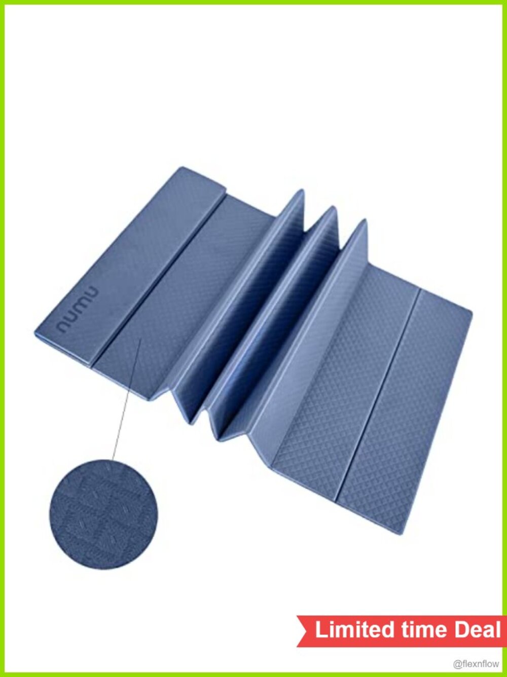 Foldable Yoga Mat with Carrying Strap - Non-Slip Lightweight 1/4 inch Thick